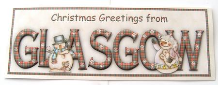 Christmas Greetings from Glasgow Large Dl Word Card by Margaret Scott