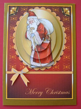 Vintage Santa Pyramid Card Front by Margaret Scott