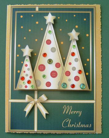 Button Christmas Trees Decoupage Green by Margaret Scott