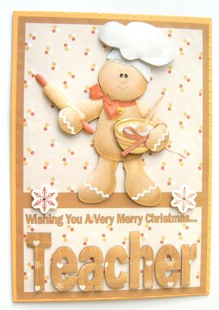 Merry Christmas Male Teacher A5 Decoupage Card by Margaret Scott