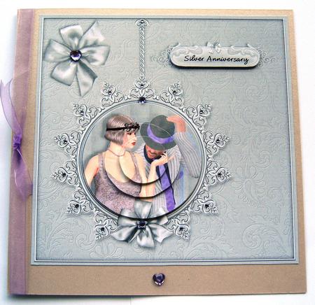 Silver Wedding Anniversary Card with Circle Pyramage by Margaret Scott