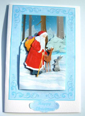 Santa in the Woods Card Front & Decoupage by Margaret Scott