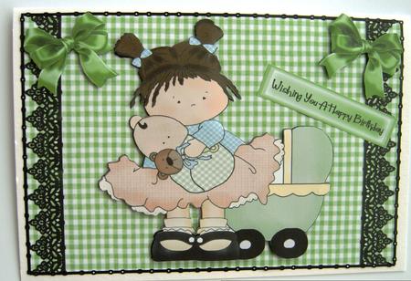 Cute Little Girl with Green Ribbons by Margaret Scott