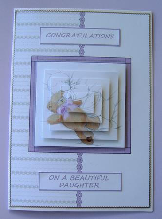 Baby with Teddy Card Front by Margaret Scott