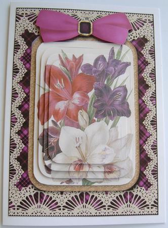 Mixed Gladioli Lace Gatefold Card by Margaret Scott