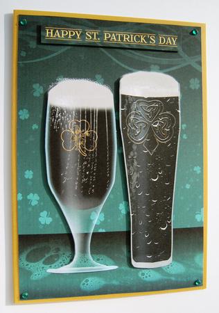 Two Pints of Irish Stout St. Patrick's Day Card by Margaret Scott
