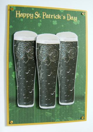 Three Pints of Irish Stout Quick Card St. Patrick's Day by Margaret Scott