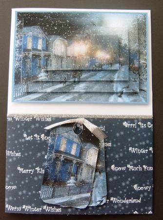 Xmas Street Scene Pyramid by Margaret Scott