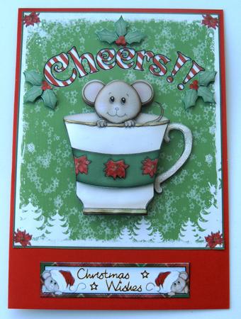 Cheers! Christmas Mouse in a Teacup Decoupage by Margaret Scott