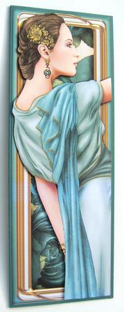 Art Deco Lady Pandore Dl (aqua) by Margaret Scott