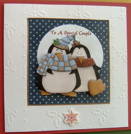 Special Couple - Penguin Card Front + Decoupage by Margaret Scott