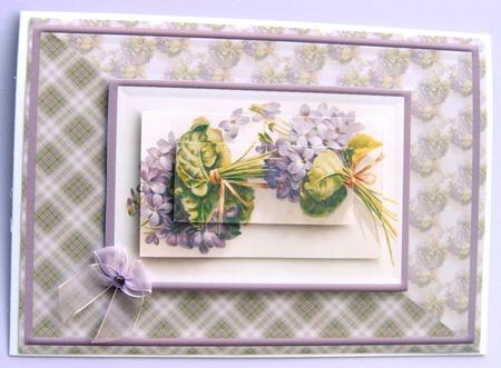 Purple Flowers Card Front by Margaret Scott
