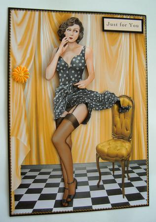 1950's Pin Up Girl Eva Grace Decoupage Sheet (black) by Margaret Scott