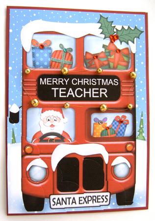 A5 Xmas Santa Express Teacher Scallop Corner Stacker by Margaret Scott