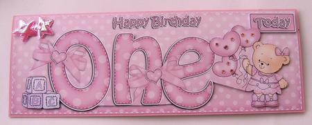 1st Birthday Large Dl Quick Card N 3D Decoupage by Margaret Scott