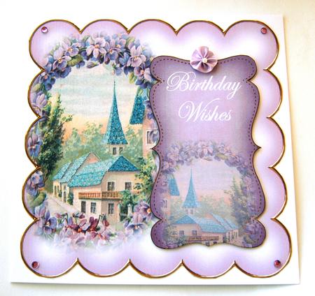 Lilac Lavender View Birthday Wishes 8in Scallop Topper by Margaret Scott
