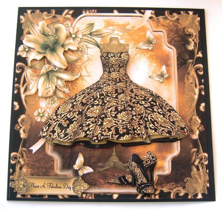 Vintage Style Black and Gold Shoes and Dress by Margaret Scott