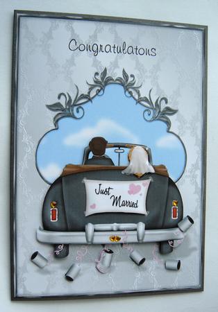 Just Married Card Front with Decoupage by Margaret Scott