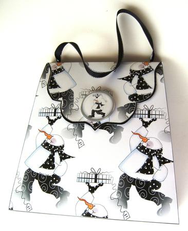 Large Gift Handbag - Monochrome Snowman by Margaret Scott