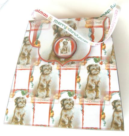 Large Gift Handbag - Christmas Dog by Margaret Scott