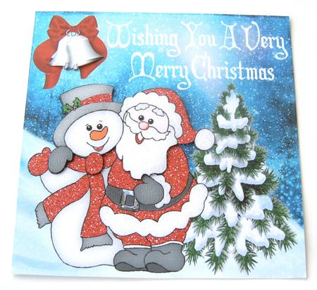 Glitter Santa with Snowman 8x8 by Margaret Scott