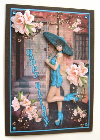Oriental Female Birthday Card by Margaret Scott