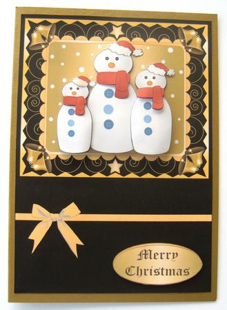 Snowman Family Decoupage Black by Margaret Scott