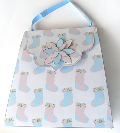 Large Gift Handbag - Pastel Christmas Stockings by Margaret Scott