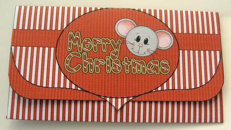 Red Christmas Mouse Voucher/money Wallet 1 by Margaret Scott
