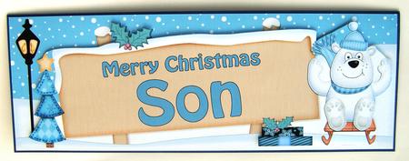 Xmas Son Polar Bear Signpost Large Dl Easicut 3D Decoupage by Margaret Scott