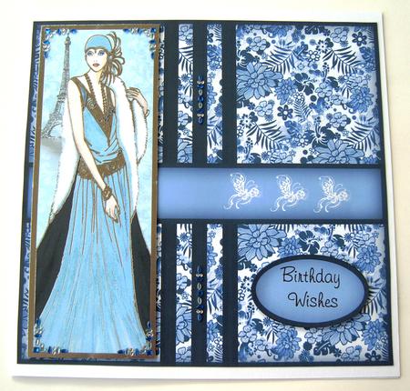 Blue Floral Card Base and Sentiments by Margaret Scott