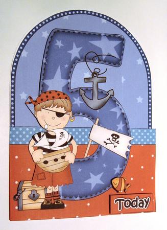 3D 5th Birthday Pirate Shaped Front Card with Decoupage by Margaret Scott