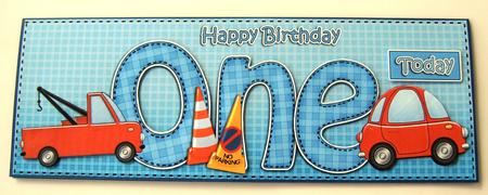 1st Birthday Cars Large Dl Quick Card N 3D Decoupage by Margaret Scott