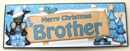 Xmas Brother Dog Signpost Large Dl Easicut 3D Decoupage by Margaret Scott