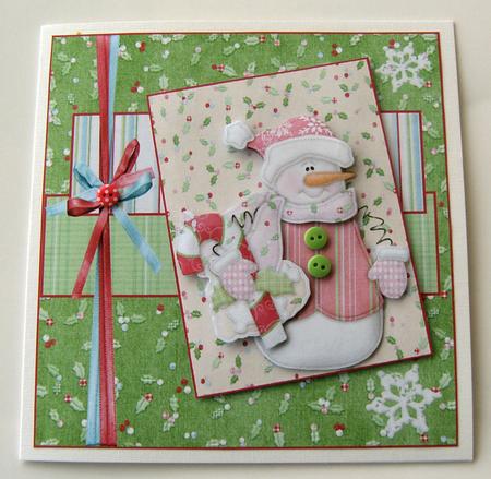 Snowman and Candy Stick Card with Topper by Margaret Scott