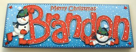 Merry Christmas Brandon Snowmen Large Dl & 3D Decoupage by Margaret Scott