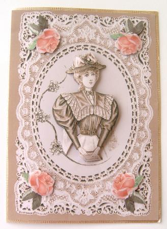 Elegant Vintage Lady in Ecru Lace Frame by Margaret Scott