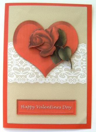 Red Heart with Lace and Red Rose, Step by Step Decoupage by Margaret Scott
