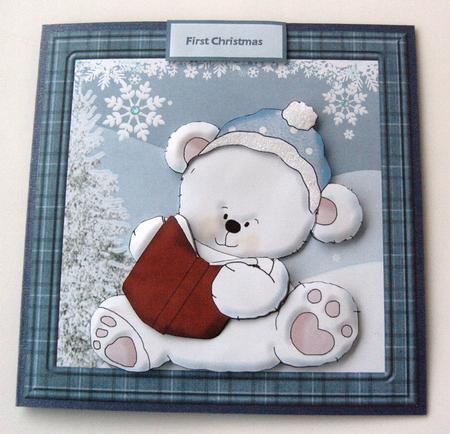 Baby Polar Bear First Christmas Card by Margaret Scott