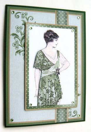 Portrait of a Lady in Green Ribbon Topper Card Front by Margaret Scott