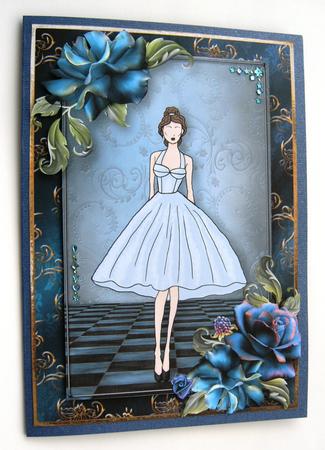 Lindy with Beautiful Blue Roses by Margaret Scott