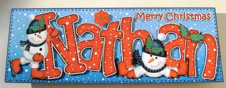 Merry Christmas Nathan Snowmen Large Dl & 3D Decoupage by Margaret Scott