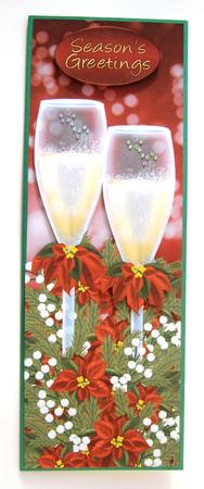 Red Poinsettia Champagne Christmas Dl Quick Card by Margaret Scott