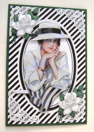 Beautiful Edwardian Lady in Black/white with White Roses by Margaret Scott