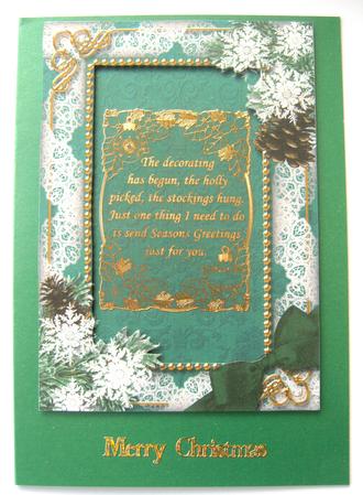 Candle Duo Snow Ornate 7x5inch Plain Card Front and Frame by Margaret Scott