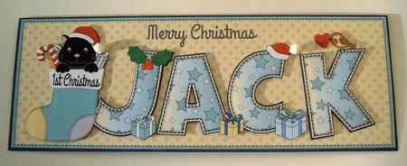 Cat in Stocking 1st Xmas Jack Large Dl by Margaret Scott