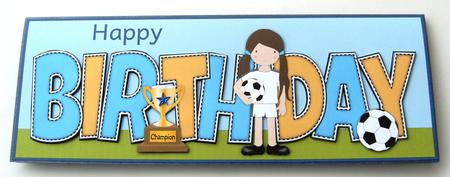 Girl Footballer in White Birthday Large Dl by Margaret Scott
