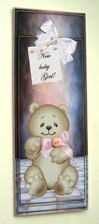 Large Dl Card New Baby Girl Bear by Margaret Scott