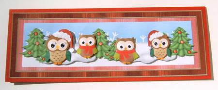 Christmas Owls1 Red Large Dl Decoupage Card & Env Kit by Margaret Scott
