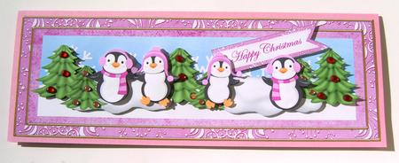 P Penguins Happy Chrismas Large Dl Decoupage Card & Env Kit by Margaret Scott